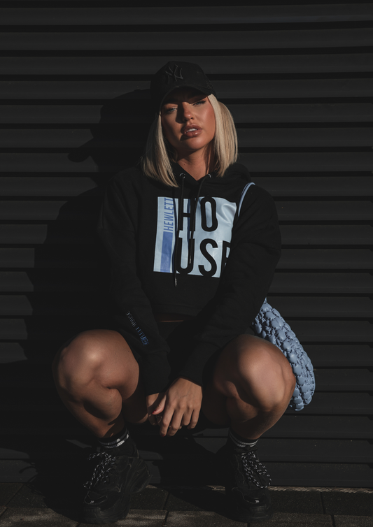The "Crop It Like It's Hot" Hoodie | Black/Blue
