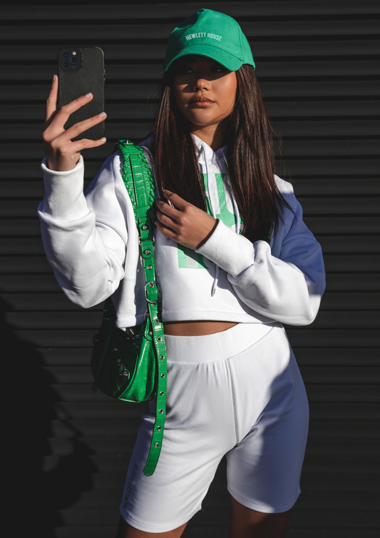 The "Crop It Like It's Hot" Hoodie | White/Green