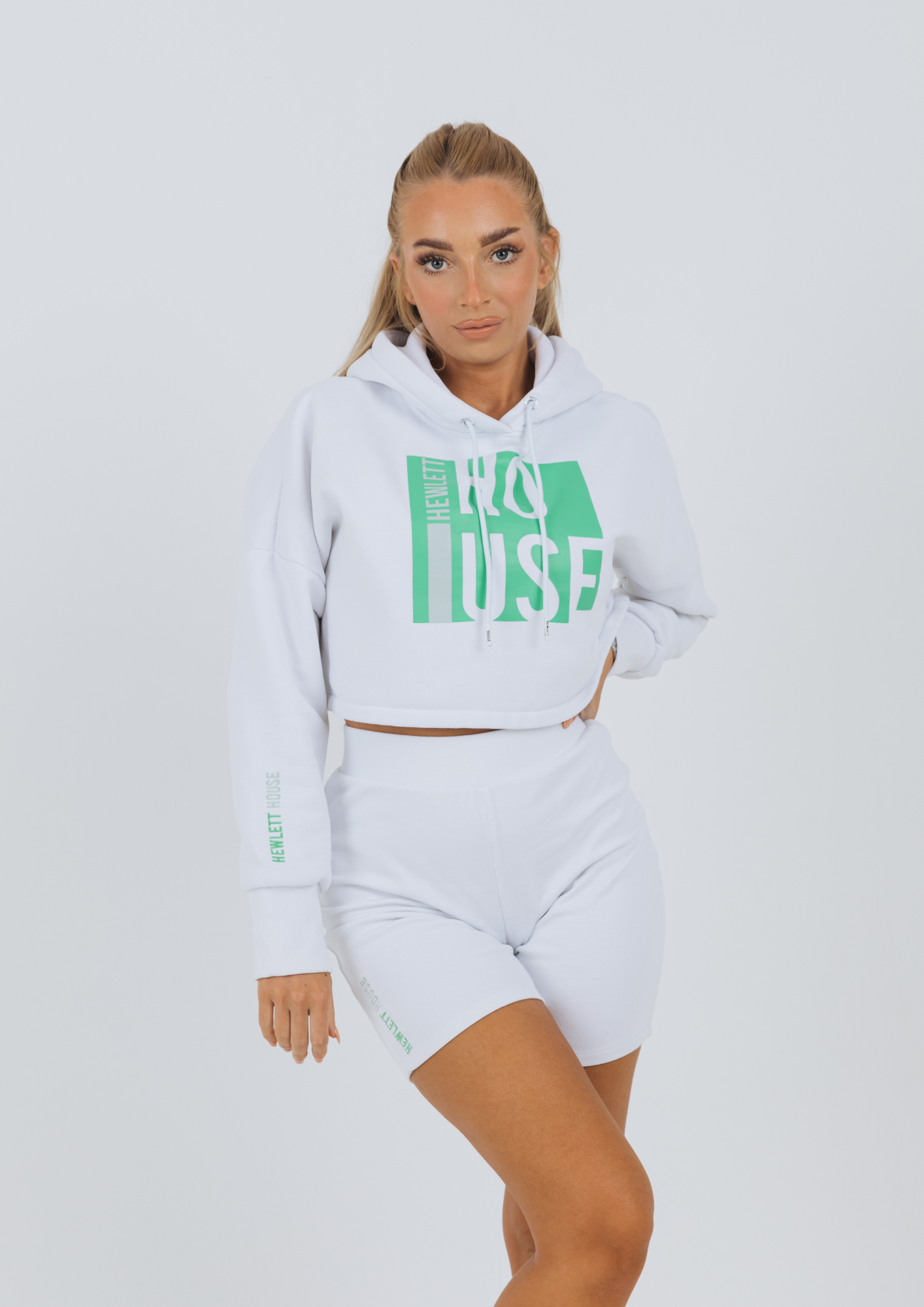 The "Crop It Like It's Hot" Hoodie | White/Green
