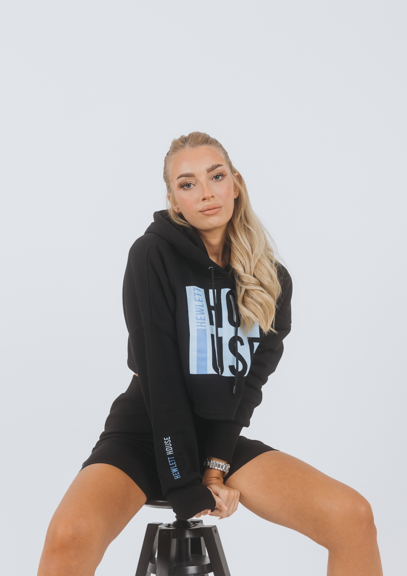The "Crop It Like It's Hot" Hoodie | Black/Blue